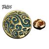 Cast Alloy Lapel Pin Vintage Embossed Pattern Pin, Zinc Suit Polished Edge Metal Button Collar for Men Formal Corsage Coat Decoration 3D