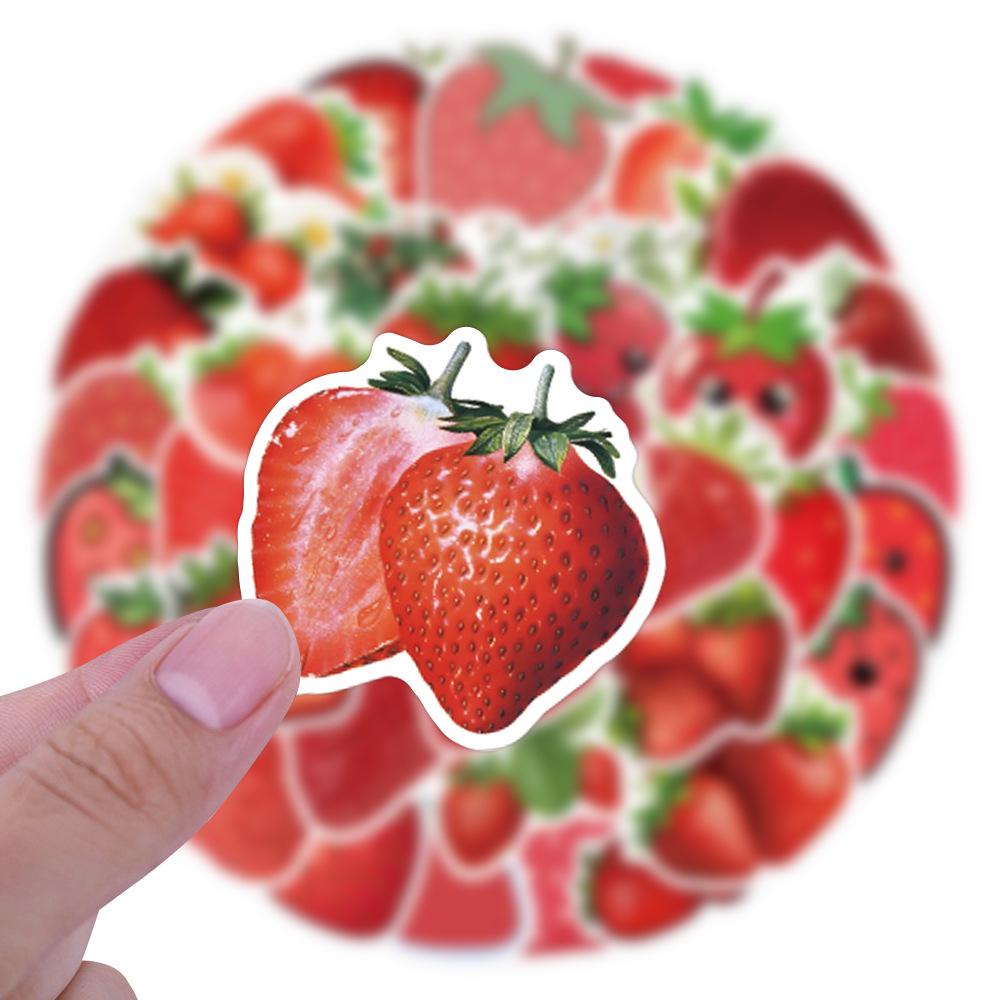 55 Pcs Strawberry Cartoons Graffiti Stickers: Waterproof & Perfect for Skateboards and Decorations