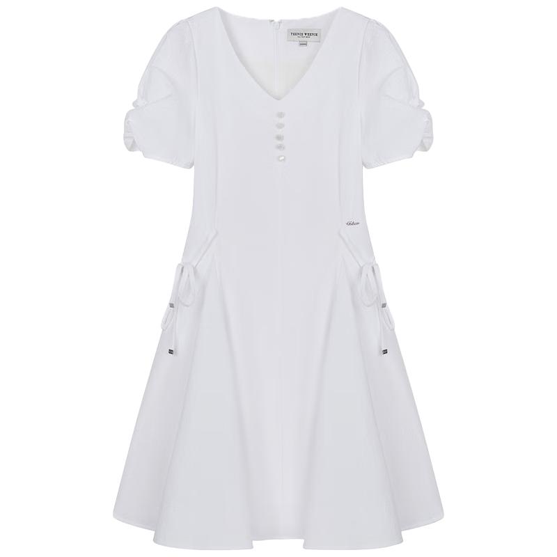 Teenie Weenie Women s White Bubble Yarn V-Neck Dress 160/S