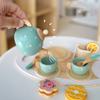 Tea Party Tableware Wooden Handiccraft Toy Kitchen Pretend Play Set for Toddlers Kids Birthday Gift Favors Kitchen Toys Gift