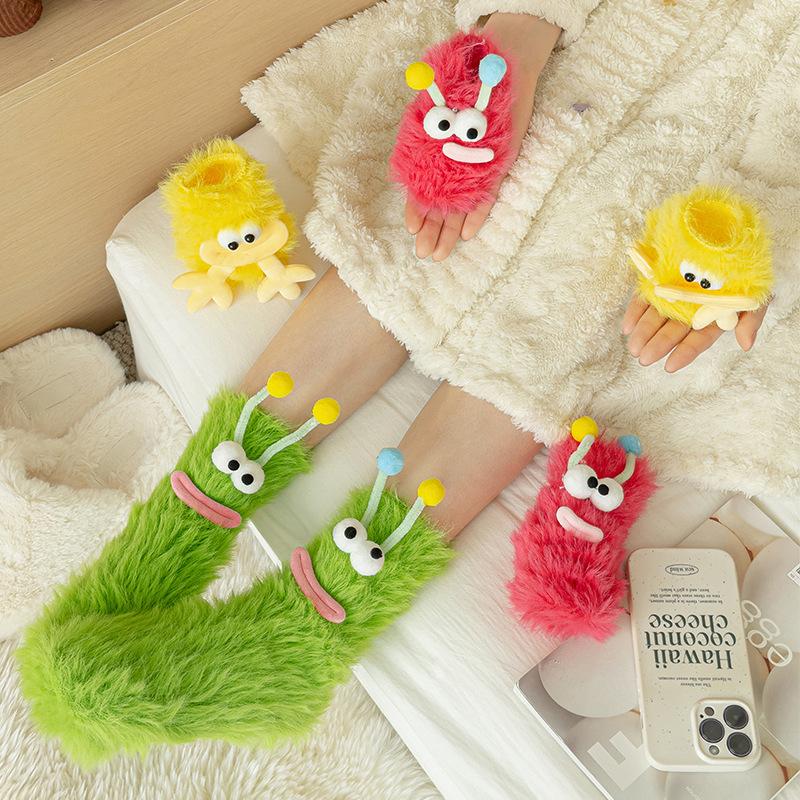 Girls' Autumn and Winter Long Socks Cute and Funny Socks Floor Socks Home Furry Coral Velvet Socks Winter Warm Socks