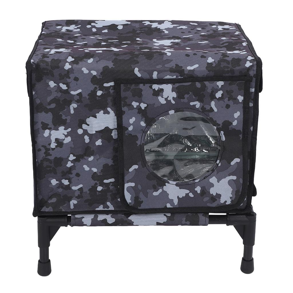 Heated Cat House Foldable 3 Gear Timing Scratch Proof Camouflage Insulated Outdoor Cat Shelter for
