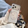 New 2026 Mirror Surface Purple Floral Bunny Phone Case For iPhone 17 Pro 16 15 14 17 Pro Max Glitter Shockproof Cover Girl