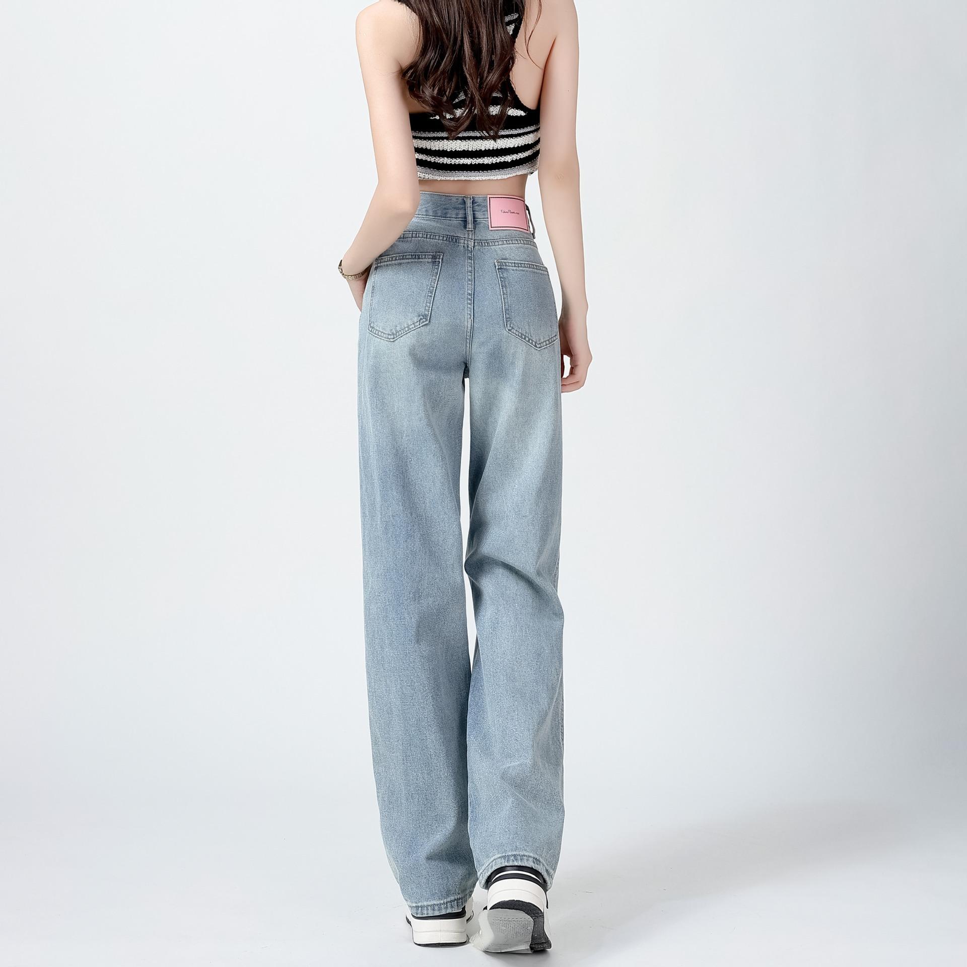 

Джинсы большого размера с высокой посадкой для женской персонализированной моды, летний дизайн, для фигуры типа «груша», женские брюки, стройнящие брюки широкого кроя 5XL