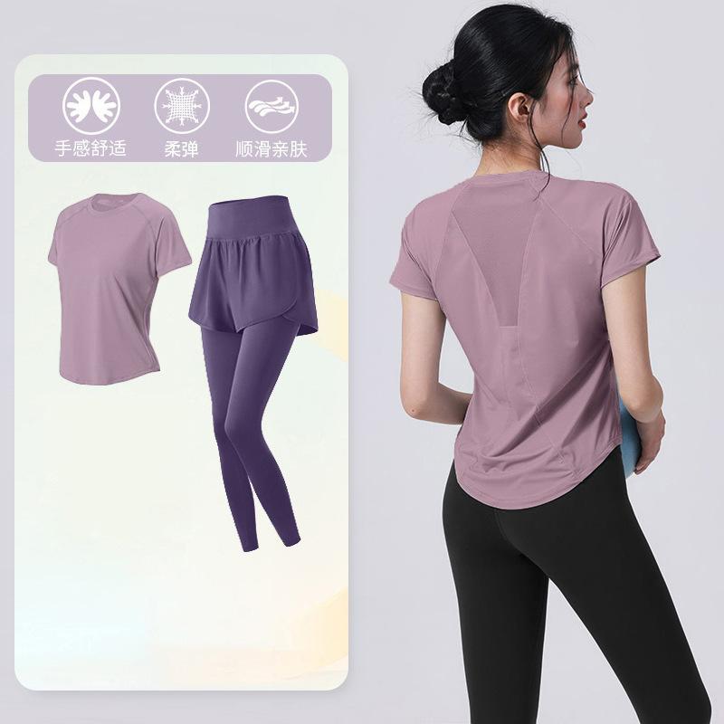Tennis suit women's short-sleeved training clothes outdoor running quick-drying clothes thin badminton T-shirt fitness clothes