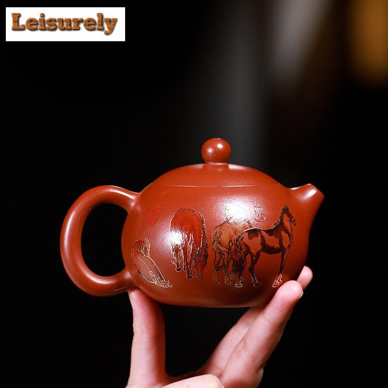 250ml Elegant Yixing Purple Clay Teapots Handmade Xishi Pot Raw Ore Dahongpao Mud Kettle With Strainer Chinese Zisha Tea Set Tea