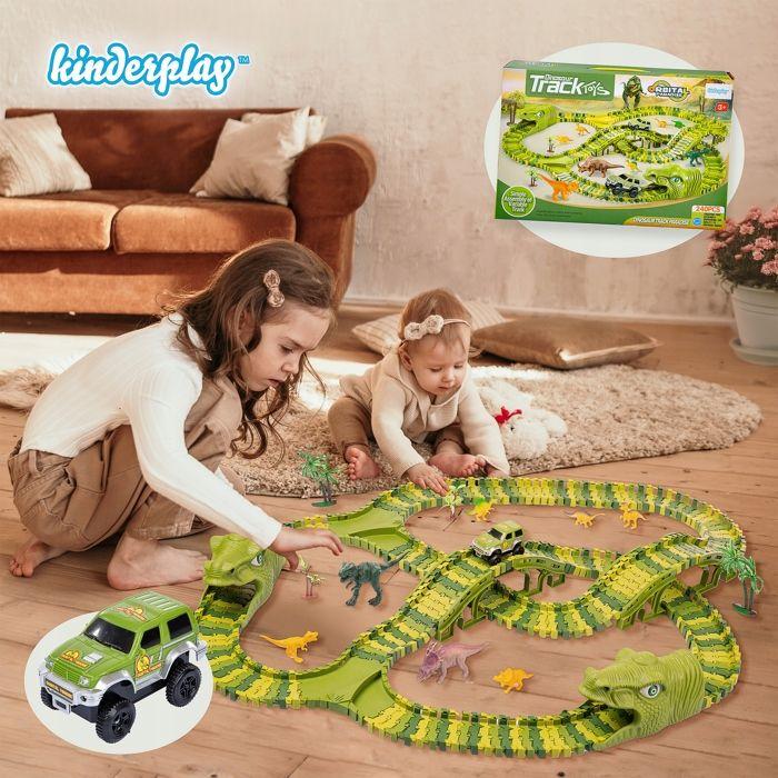 Flexible Race Track Dinosaur Park 360 Cm, 240 Pieces with Car – Kinderplay (KP9279)
