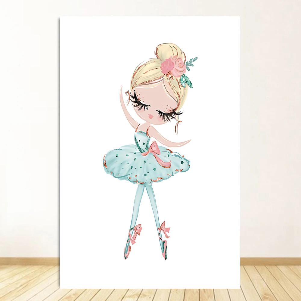 Little Princess Ballerina Canvas Poster Pink Swan Print Painting Nursery Wall Art Posters Ballet Girl Picture Baby Room Decor