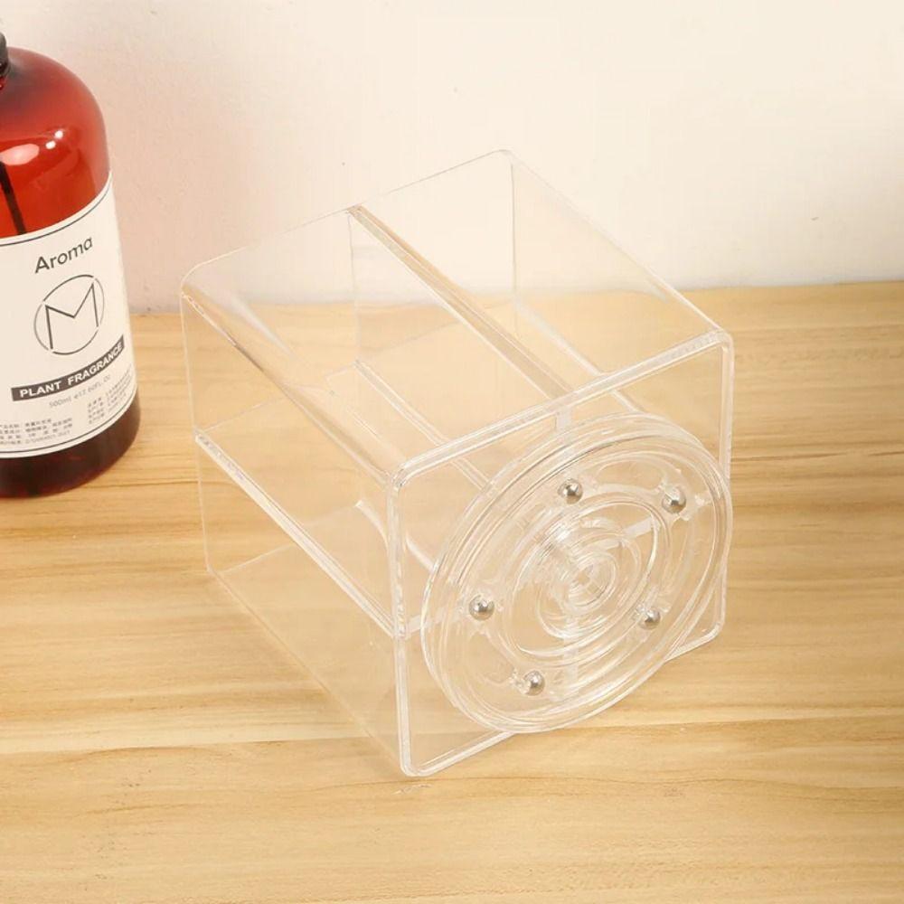 Clear Makeup Brush Holder 360° Rotating Desk Pencil Storage Cup 4 Slots Makeup Organizers Cosmetic