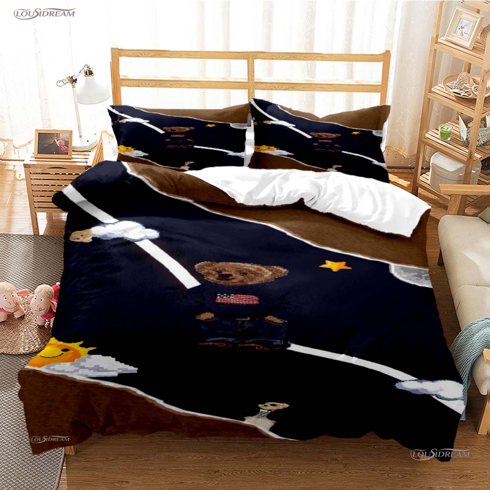Fashion Bear Casal All Season Duvet Cover Comforter Bedding Set Soft Quilt Cover and Pillowcases Teens Single/Double/Queen/King