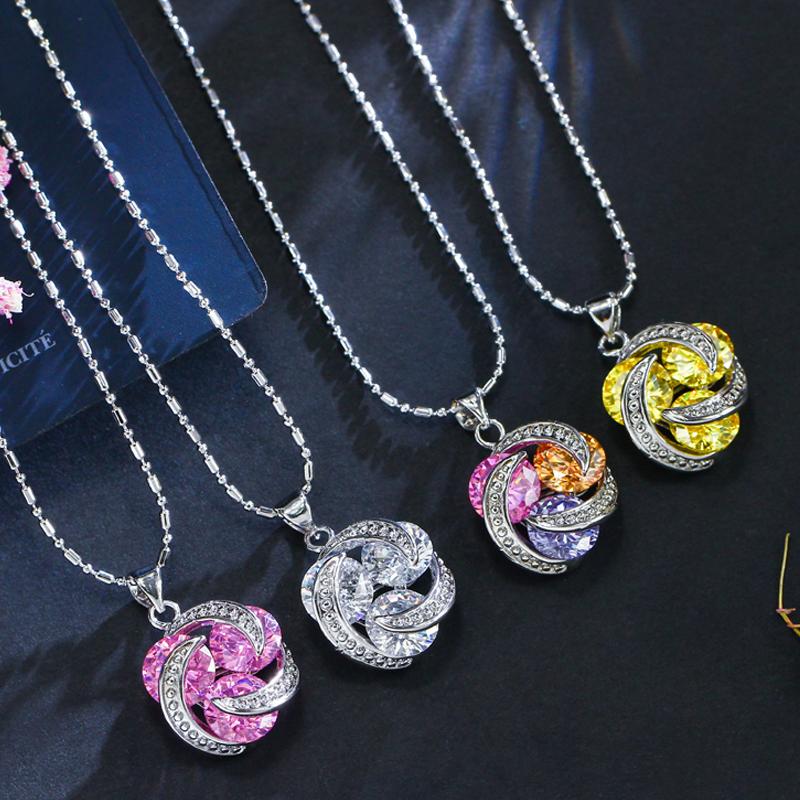 WWJ Fashion Rotating Design Colorful Cubic Zirconia Ring Earrings Necklace Set