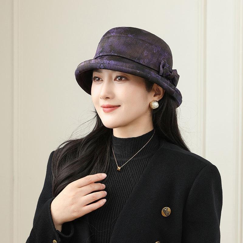 

Новая весенне-осенняя элегантная шляпа-панама, женская универсальная шляпа-ведро M（56-58cm） фиолетовый