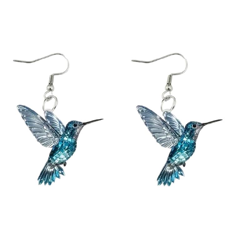 Серьги-подвески Серьги-капли Серьги-подвески с колибри Акриловая текстура Модная бижутерия для ушей Подарок для модных девушек 1