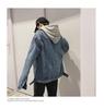Herr Höst Oversize Harajuku Jeansjacka med Huva - Trendig Koreansk Stil