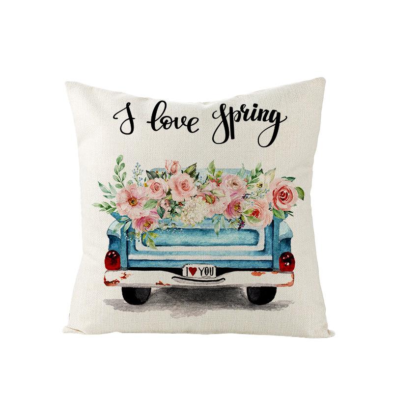 Nový jarní motiv lněný povlak na polštář domov pohovka povlak na polštář pastorální povlak na polštář
