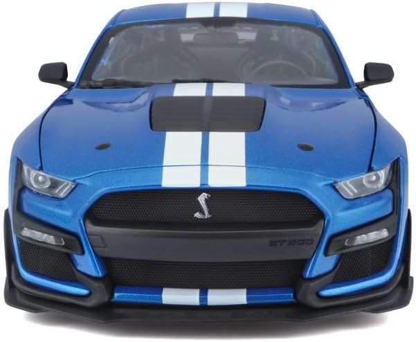 Maisto 2020 Ford Mustang Shelby GT500 Blue x White Line Scale Special Edition Ford Mustang Shelby GT500 with Opening Doors and Hood 1/18