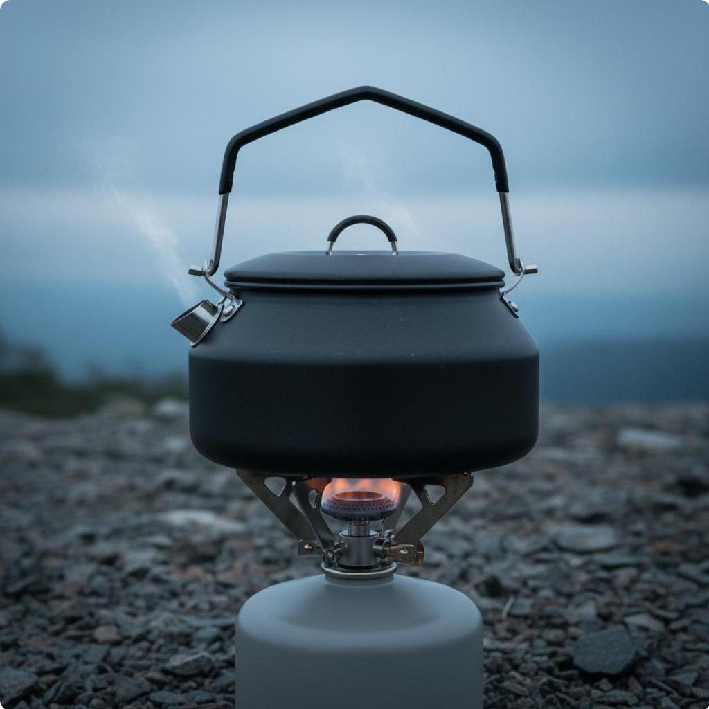 1L Hiking Kettle 304 Stainless Steel Camping Folding Handle Portable Water Boiler for