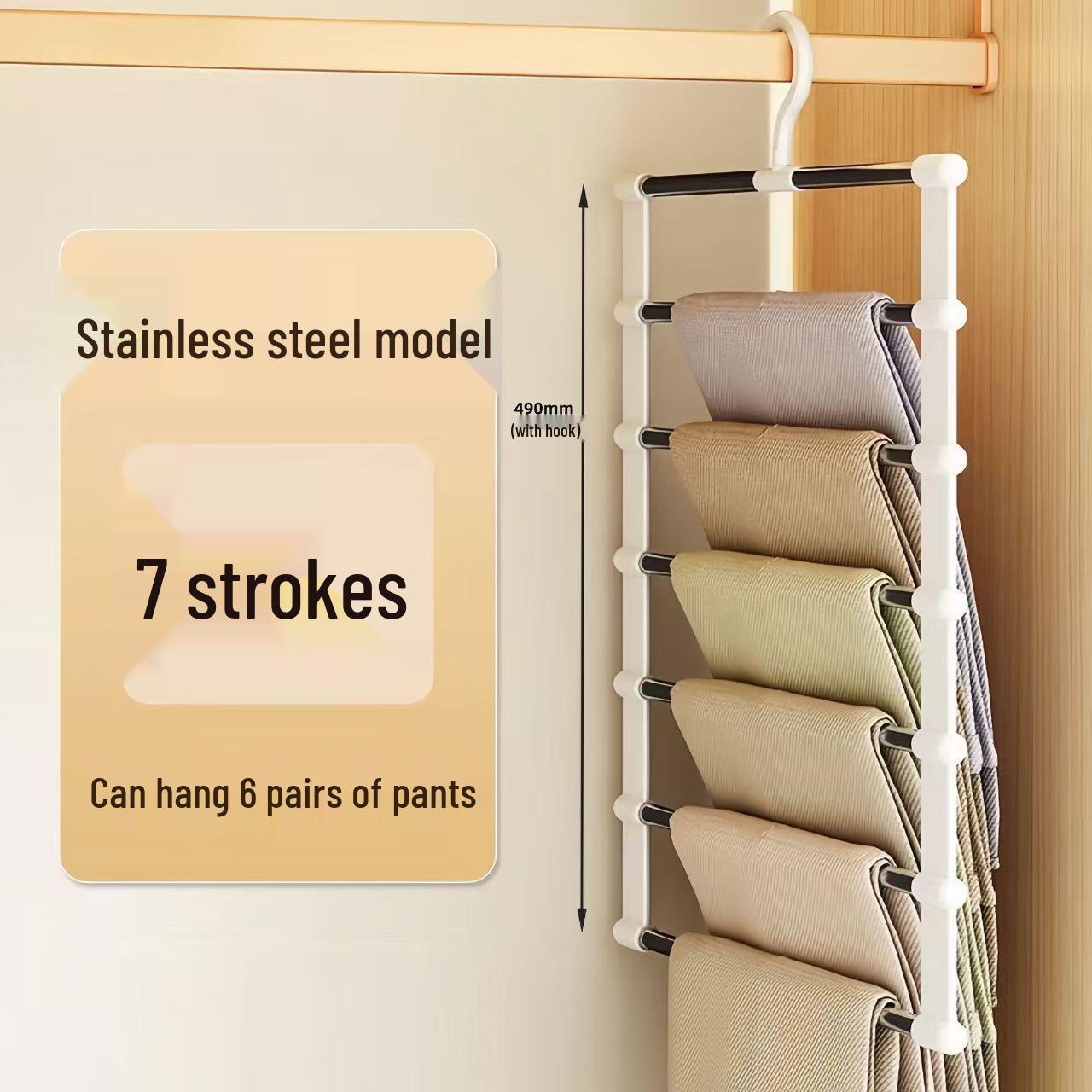 

Многослойная вешалка для брюк из нержавеющей стали – Многофункциональная складная вешалка с прищепками, не оставляющая следов, для подвешивания и организации брюк.