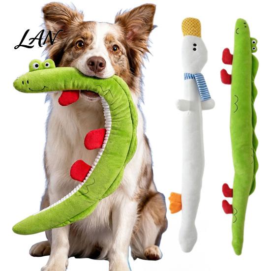 Molar Teeth Cleaning Toys for Dogs 40 Inch Extra Long Plush Squeaky Dog Toy, Soft Cartoon Crocodile Duck Durable Chew Companion Aggressive Chewers
