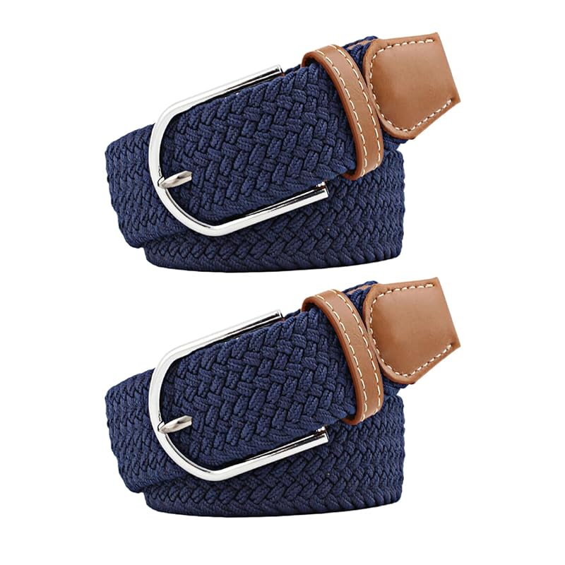 

[RAKUKOU] ремень мужской сетчатый ремень набор из 2 шт. свободная регулировка размера тесьма женский эластичный ремень удлиняемый повседневный деловой джентльмен (темно-синий, 105см)