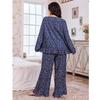 Women's Plus Size Lace Floral Pajama Set for Autumn/Winter - Comfortable European & American Style