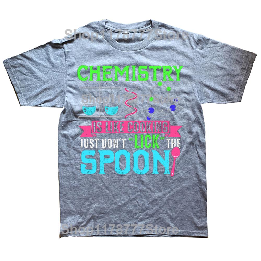 Chemistry Like Cooking Dont Lick Spoon Shirt Funny Science T Shirts Birthday Gifts Men Fashion Casual Loose Oversized T Shirt