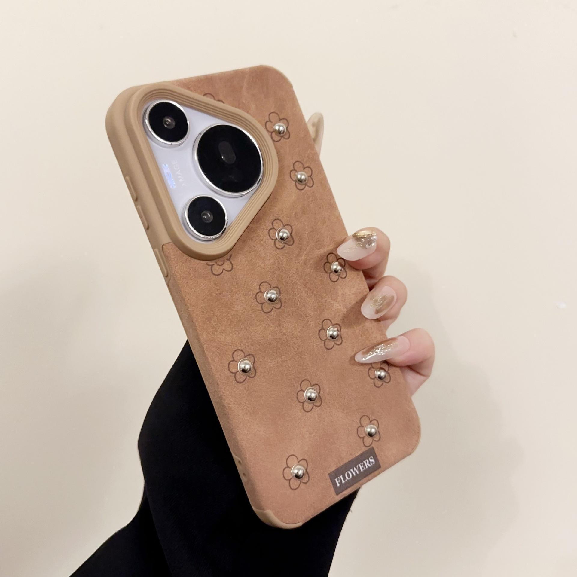 

Коричневый бант Маленький цветочный Huawei P70pro Apple 16 Чехол для мобильного телефона Oppreno12 Все включено Vivox RealmeGT7pro