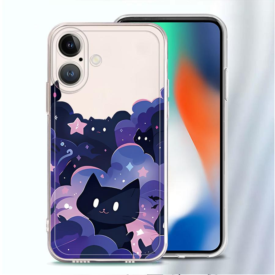 Cartoon Cat Soft Phone Cover Case for iPhone 17 Pro Max XS Max XR 14 Plus 11 16 15 Air 12 Mini 7 8 13 Pro