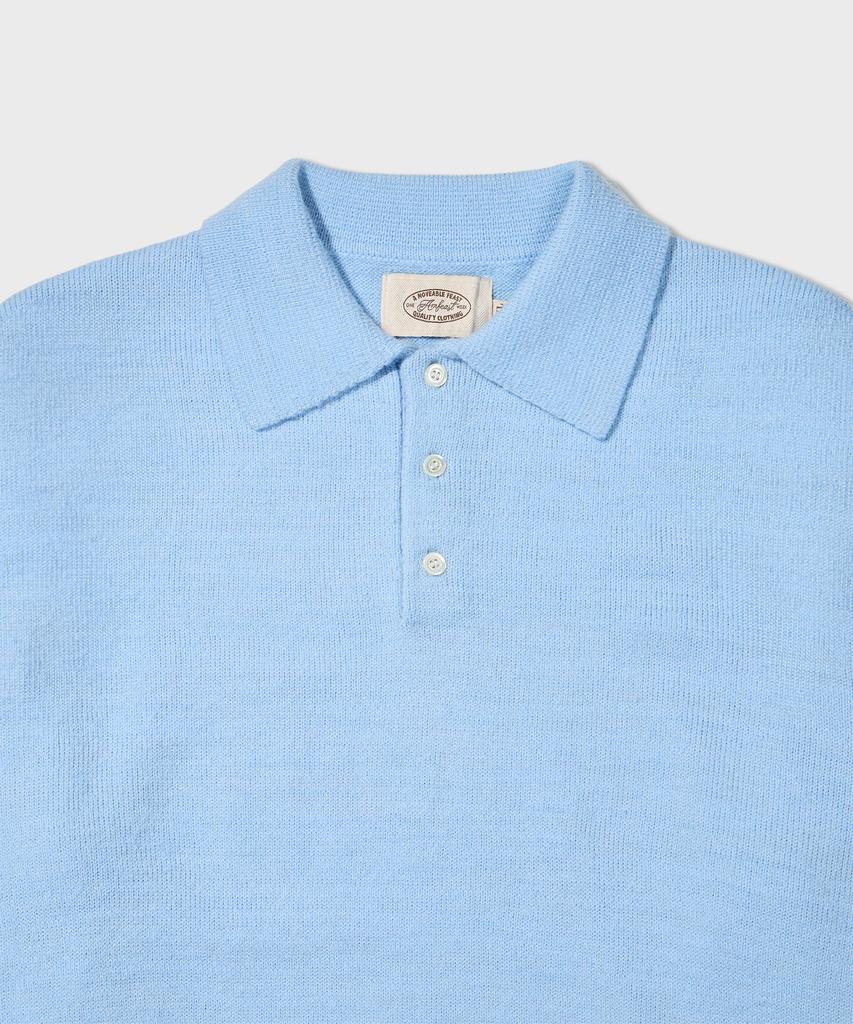 AMFEAST Essential Comfy Long Sleeve Button Polo Knit Blue