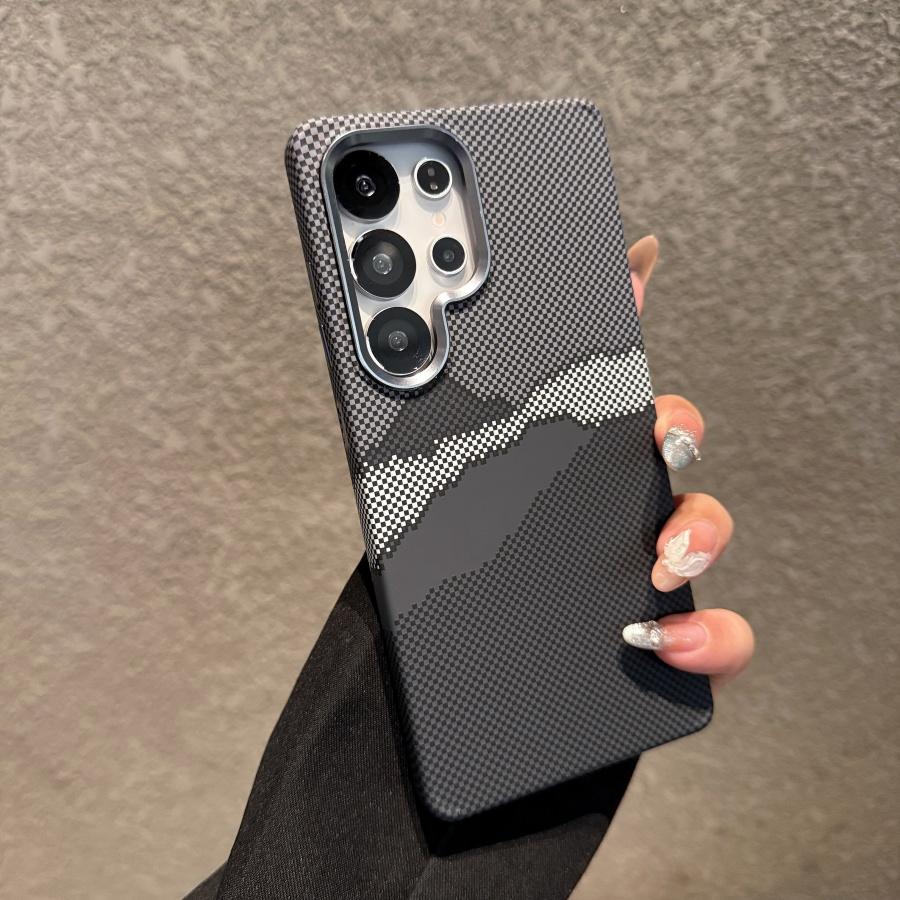 Stylish Kevlar Carbon Fibre Colorful Magnetic Phone Case for Samsung Galaxy S25 S24 Ultra S23 Plus Hard Plastic Shockproof Protective Cover Fundas