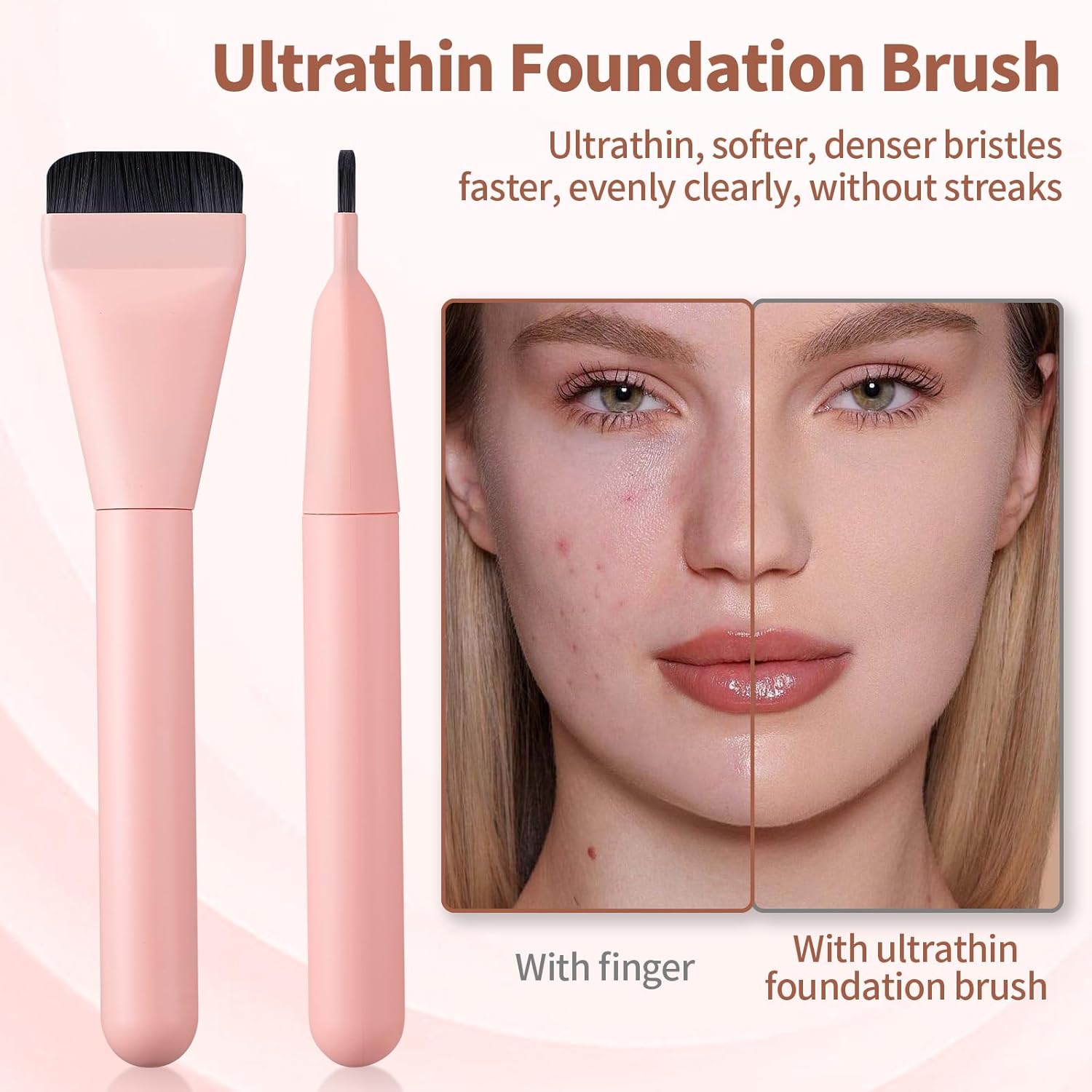 2pcs Face Spatula, Super Thin Blade Makeup Flat Foundation Brush, Premium Face Korean Makeup Brush for Blending Cream, Thin Foundation Brush Makeup