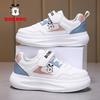 Kids White Sneakers Boys Girls Lightweight Breathable Walking Running Shoes With Hook Loop Closure