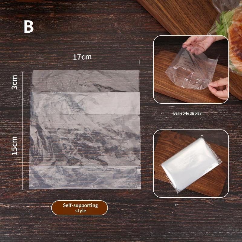 Selbstklebende Einweg-Hamburger-Tüten 100 Stück Transparent Lebensmittelecht für Sandwich Snack Backen Verpackung