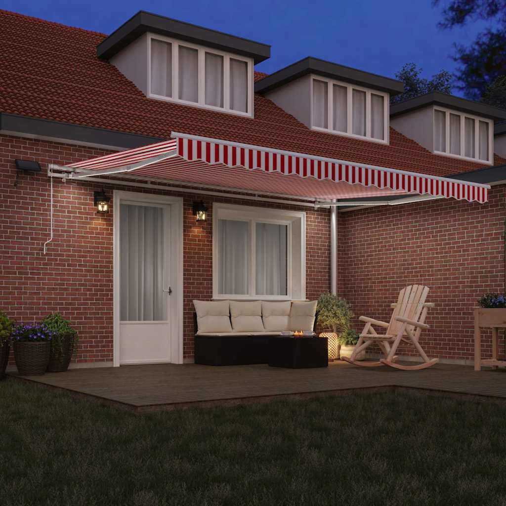 Retractable Awning Red and White 450 X 300 Cm