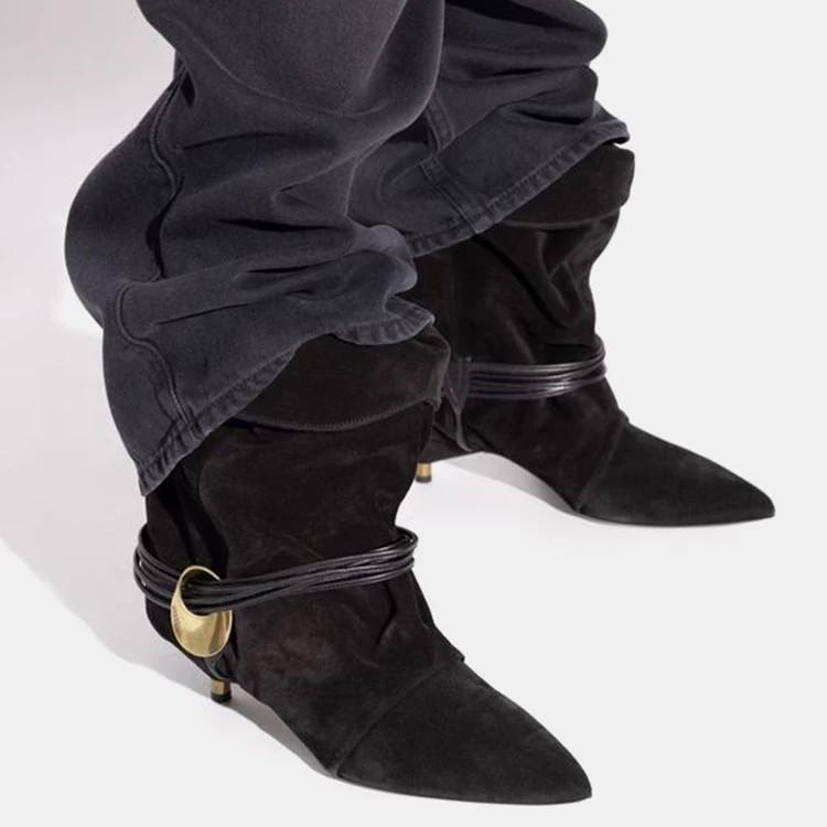 Sheepskin Version~ Retro Niche Suede Round Head Flat Bottom Thin Boots Small Short Boots Women's 2025 Autumn and Winter Versatile Bare Boots