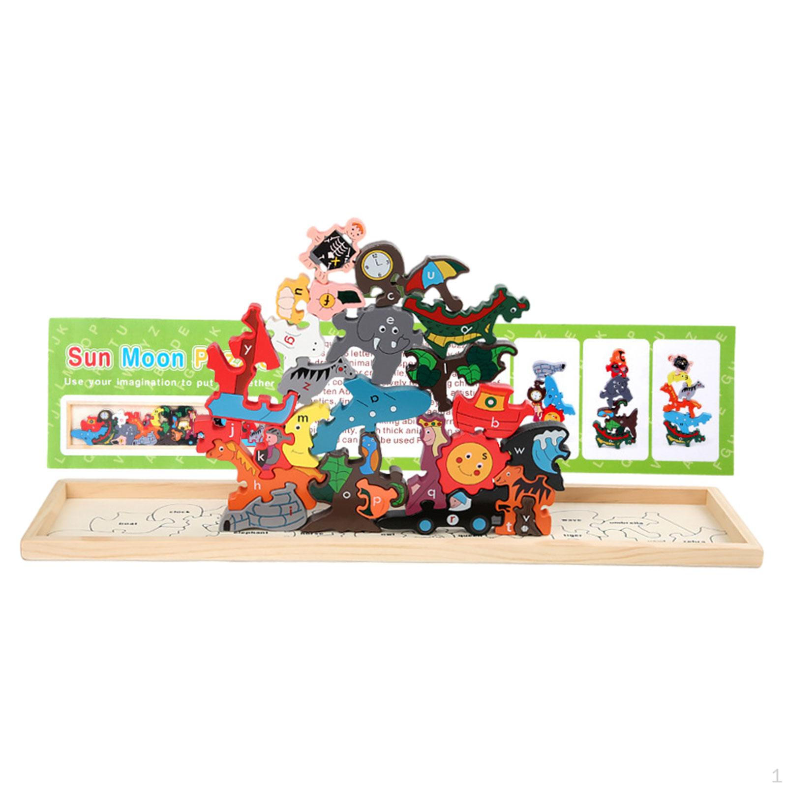 

Пазлы с животными, развивающие деревянные пазлы для малышей, набор пазлов Sun moon set