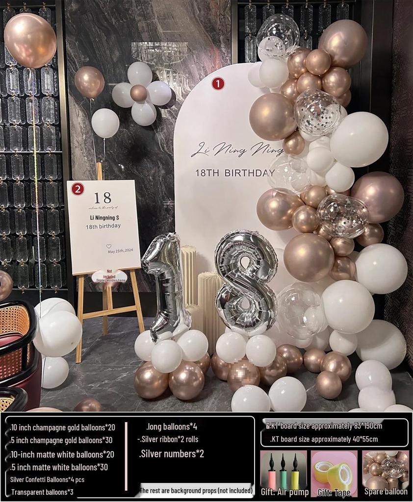 18th Birthday Party Decoration Set: Balloon Background Wall for Boys or Girls