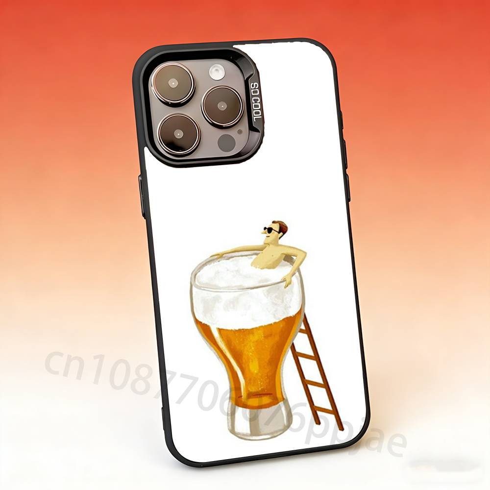 

Cool Art Beer Alcohol Phone Case For iPhone 17,16,15,14,13,12,11,Pro,Max,Plus,Mini, Anti Fall Matte Hard Bumper iPhone15Plus