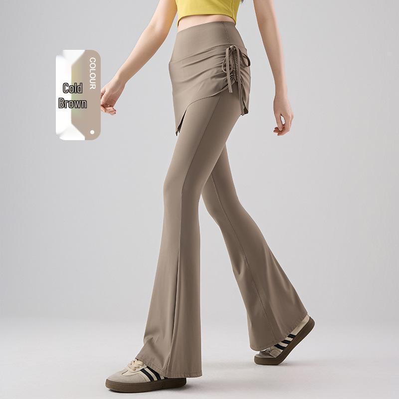 

Women s High-Waisted Micro-Flare Yoga Pants with Side Drawstring Cover-up XXL [70-80kg]