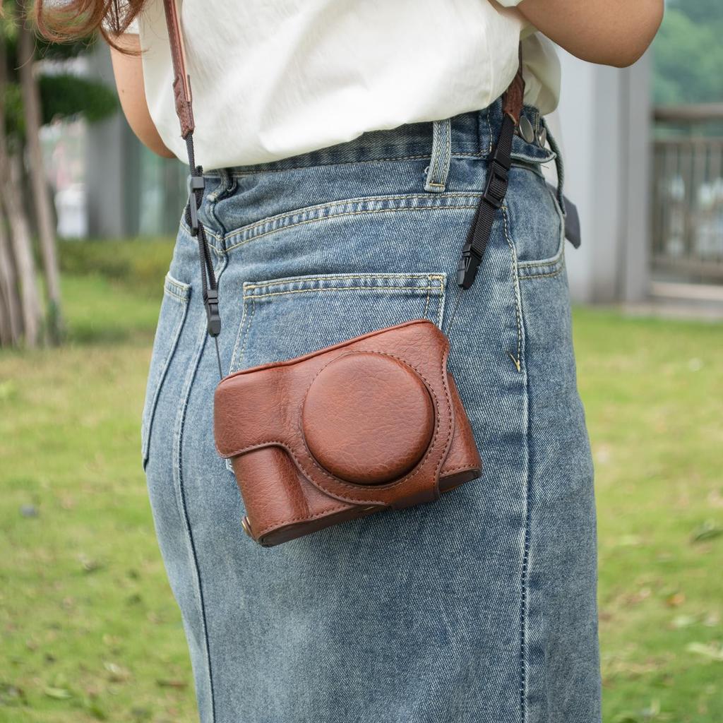 kinokoo Canon V1 Case for Canon Powershot V1 Vlogging PU Leather Dermatoglyph Protective Cover for Canon Detachable Carry Case with Adjustable