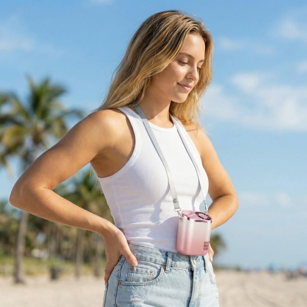 Portable Waist Clip Fan USB Rechargeable Strong Airflow Hanging Neck Fan LED Display Compact Design Cooling Fan Climbing