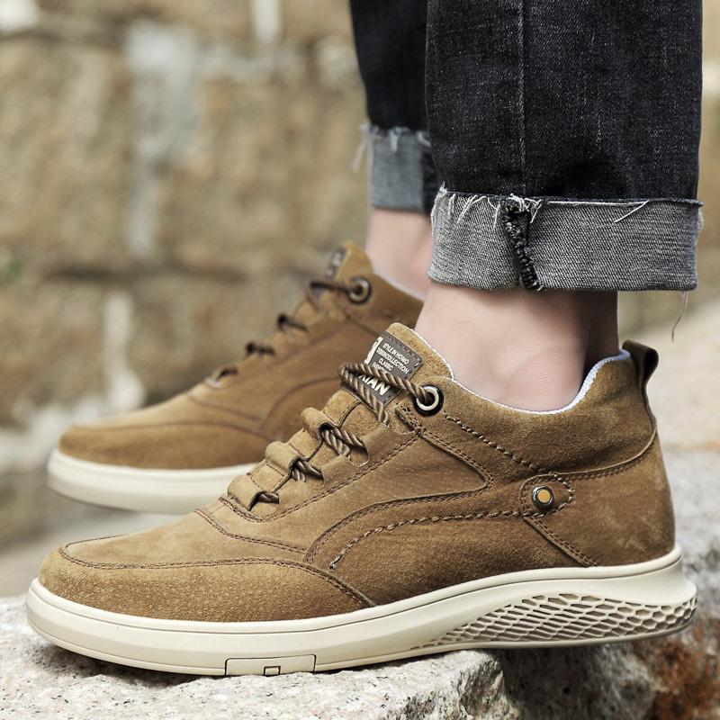 Man Elevator Shoes Genuine Leather Lift Sneakers Men's Sports Chunky Hidden Heels Height Increase Insole 6CM Men Shoes