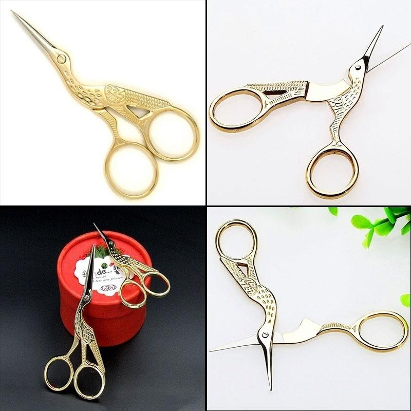 Gold Vintage Storch-förmige Stickerei Nähbesatz Kleiderherstellung Handwerk Schere Kreuzstich Kohlenstoffstahl Schere Mini-Schere