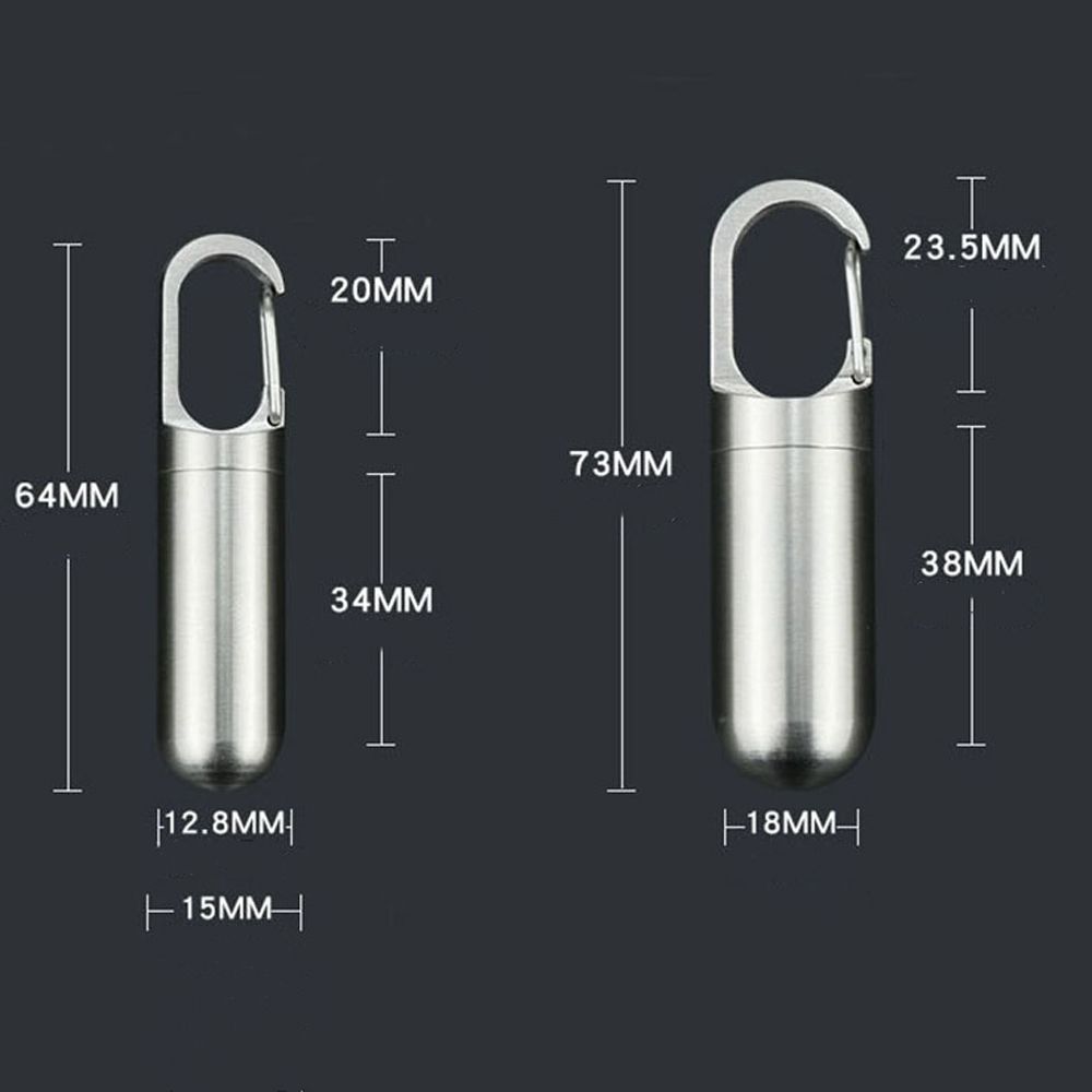 Key Ring Stainless Steel Travel Pill Case Medicine Pill Box Capsules Organizer Granule Storage Box