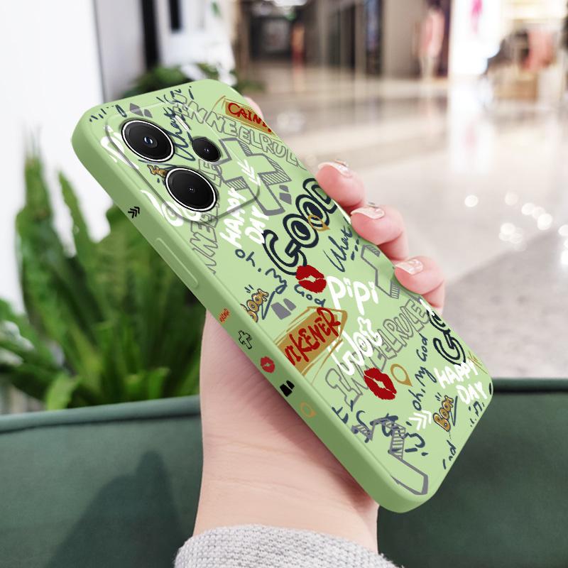 Trendy Graffiti Phone Case For Xiaomi Redmi Note 14 13 12 12S 11 11S 10 10S 15 15C 14C Pro Plus 4G 5G Liquid Silicone Cover