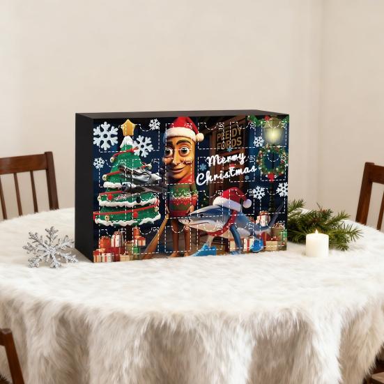 Adventskalender 2025 Acryl Weihnachts-Countdown-Kalender mit 24 einzigartigen Mini-Puppenanhängern Festliche Weihnachtsdekorationen für Kinder und Jugendliche
