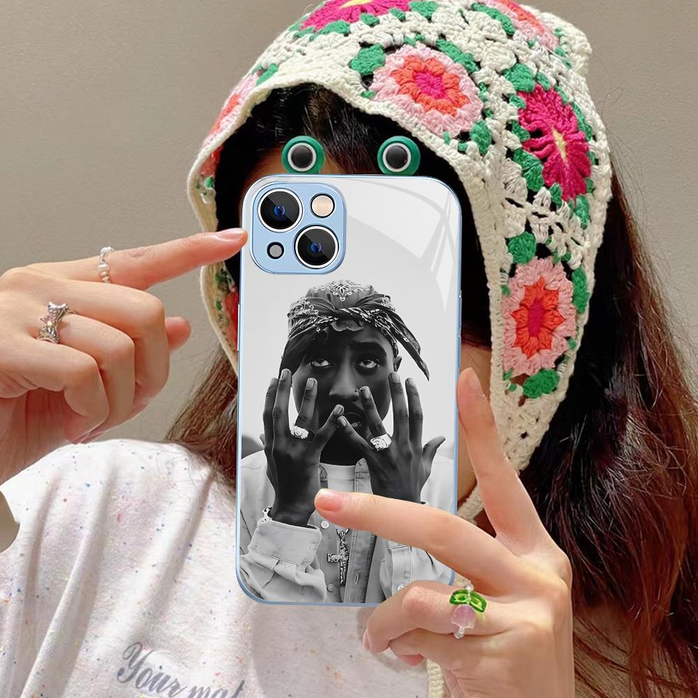 

2-2Pac Phone Case Tempered Glass For iphone 14 13 12 11 Pro Mini XS MAX 14Plus X XS XR Fundas iphone 14pro max