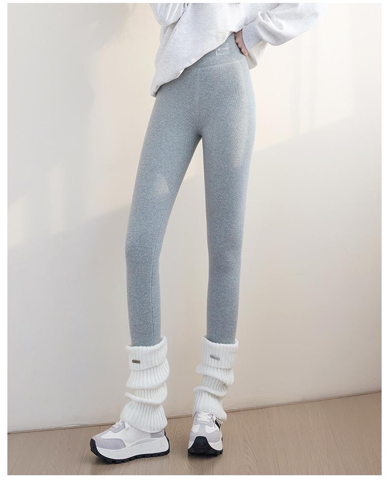 Women's High-Waisted Lambswool Leggings - Autumn/Winter, Warm Fleece, Non-Irritating Cotton for Belly and Legs