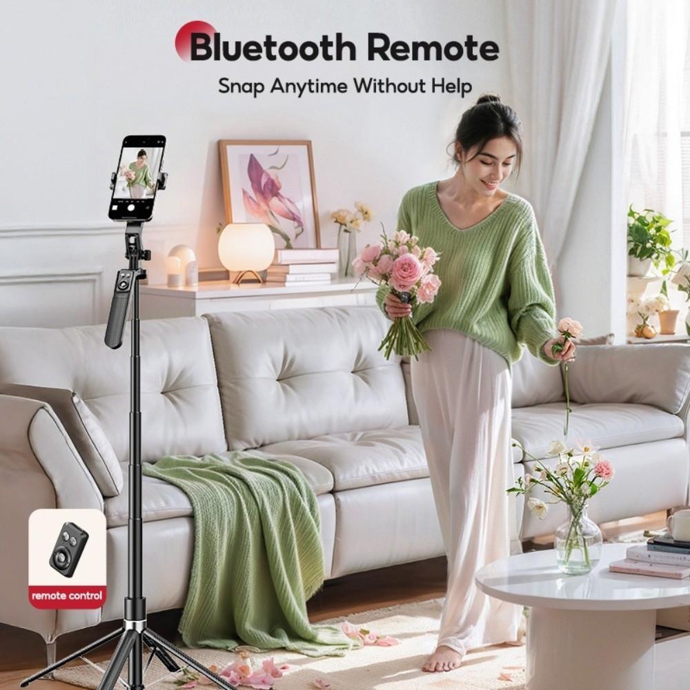 With LED Lamp Telescopic Selfie Stick Four Legged Selfie Stick Stand Live Broadcast