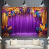 2D Festive Mardi Gras Curtain Backdrop Banner with Golden Mask